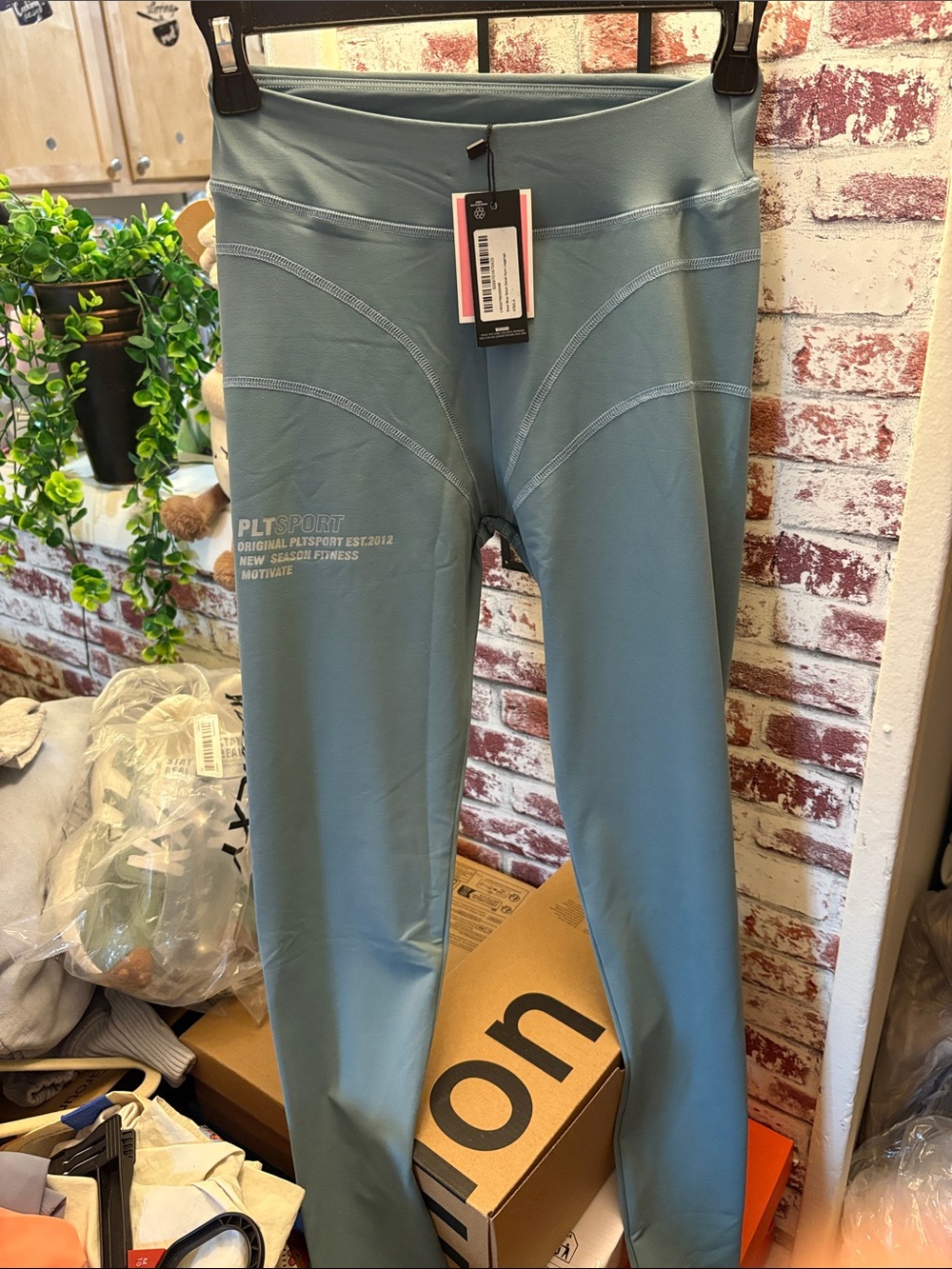 PrettyLittleThing Blue-Green High-Waist Leggings